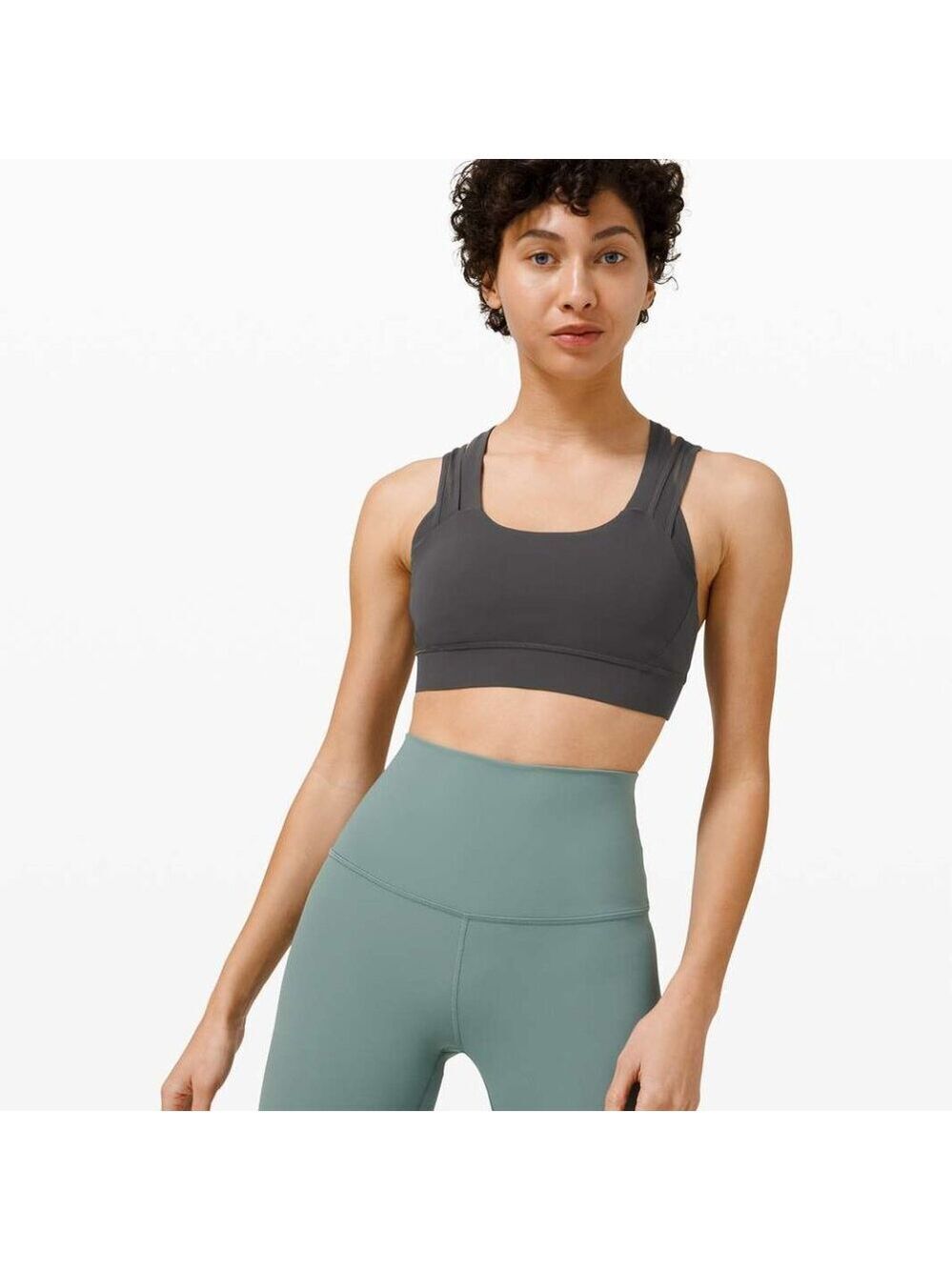 Lululemon Geared to Train Bra 4 Grey Supportive Sports Bra Crossback Gymcore